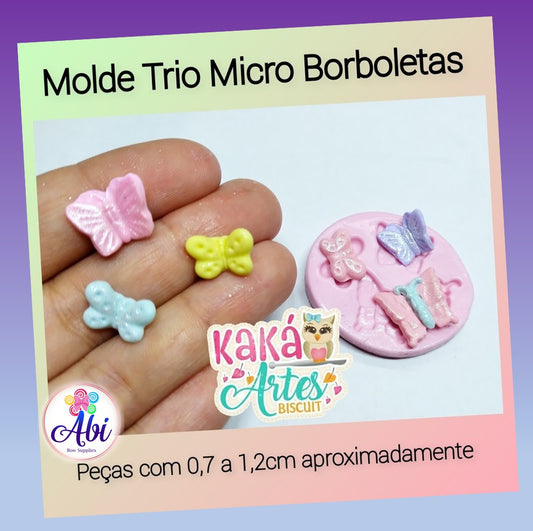 Molde de Silicon Trio Micro Borboletas/Mariposas Kaka Artes