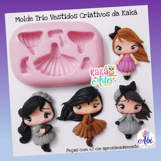 Molde de Silicon Trio Vestidos Criativos da Kaka