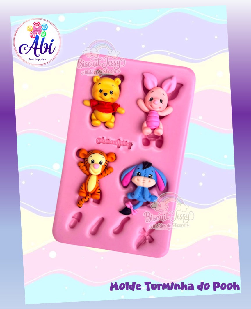 Molde de Silicon Turminha do Pooh. Biscuit Jessy