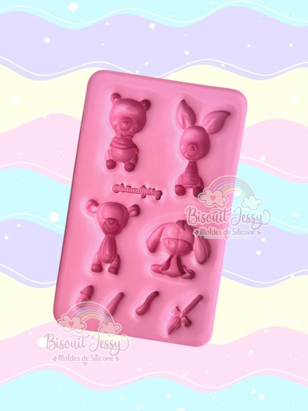 Molde de Silicon Turminha do Pooh. Biscuit Jessy