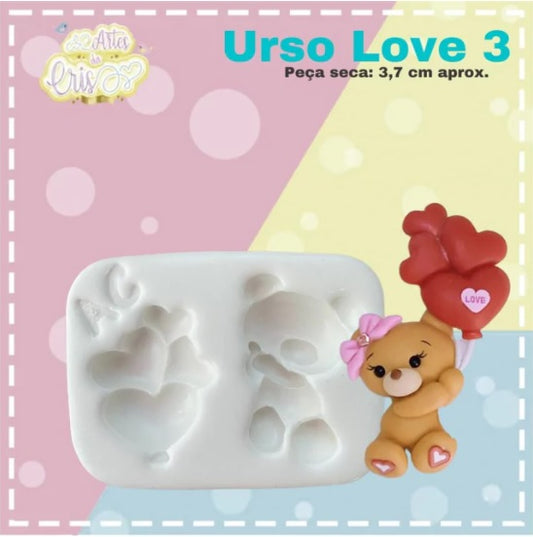 Molde de Silicon Urso Love 3 AC