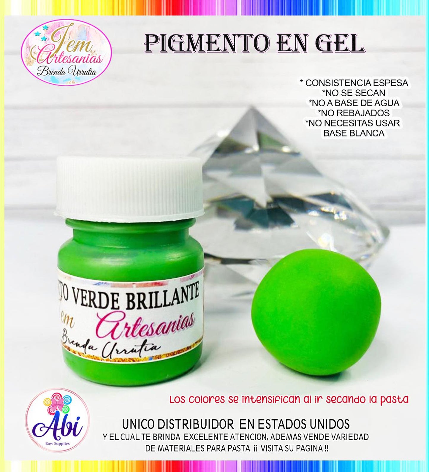 Pigmento en Gel color Verde Brillante BU