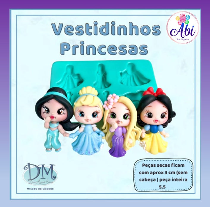 Molde de Silicon Vestidinhos Princesas DM