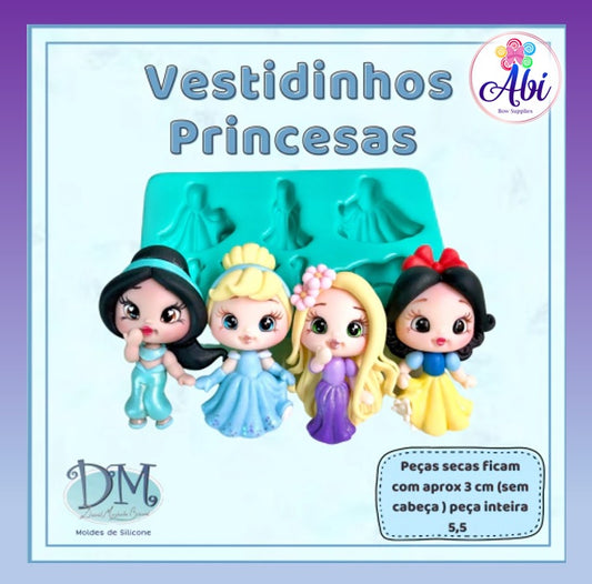 Molde de Silicon Vestidinhos Princesas DM