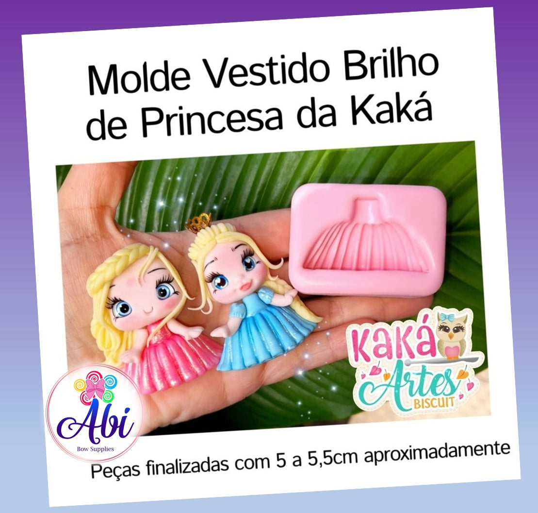 Molde de Silicon Vestido Brilho de Princesa da Kaka