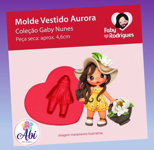 Molde de Silicon Vestido Aurora. Faby Rodrigues