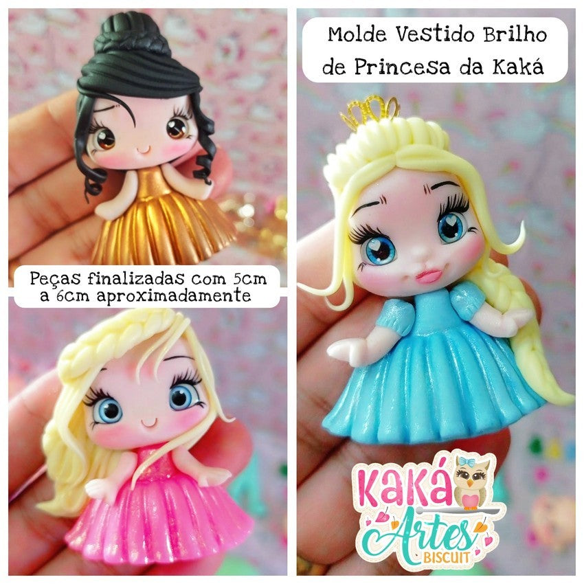 Molde de Silicon Vestido Brilho de Princesa da Kaka
