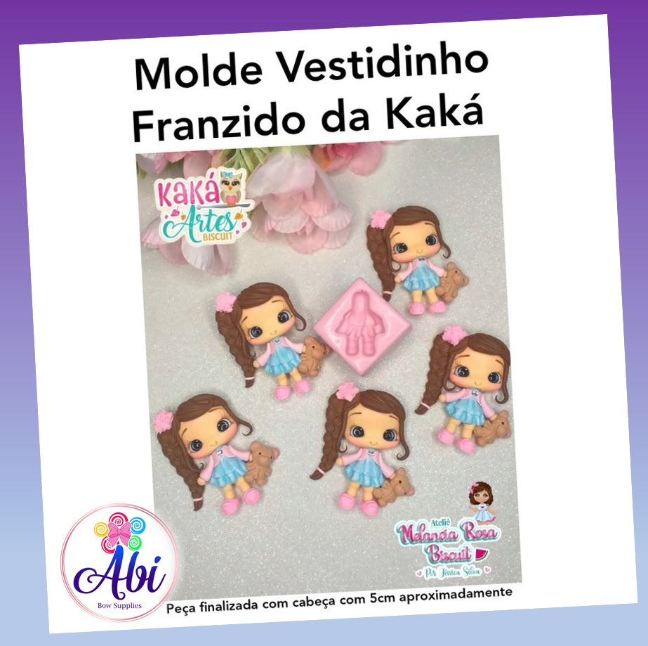 Molde de Silicon Vestidinho Franzido da Kaka