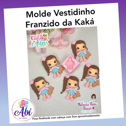Molde de Silicon Vestidinho Franzido da Kaka