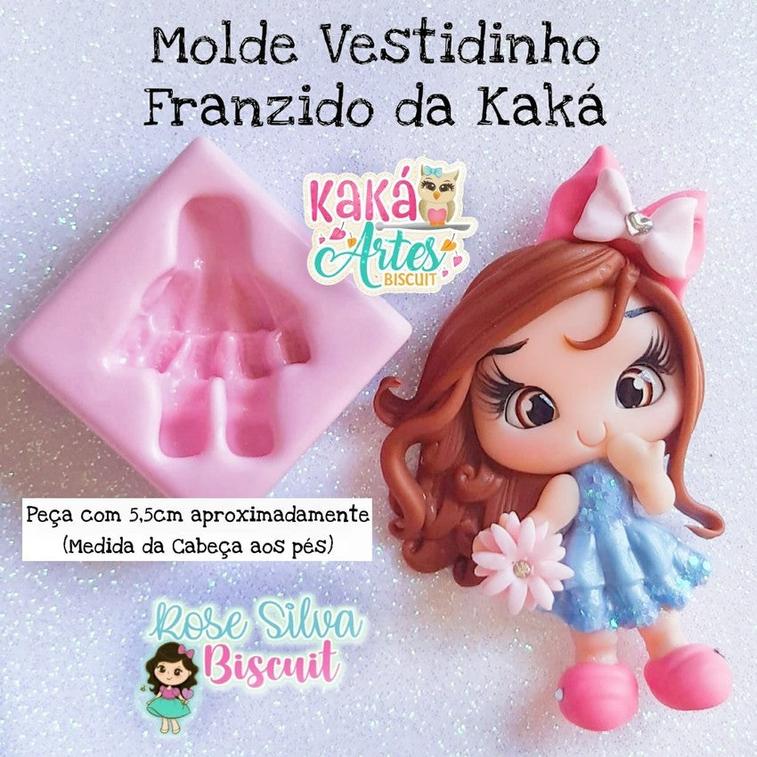 Molde de Silicon Vestidinho Franzido da Kaka