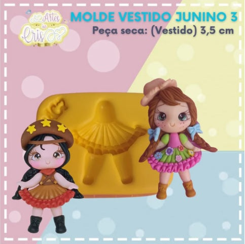 Molde de Silicon Vestido Junino 3 AC