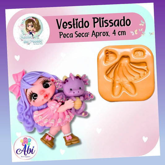 Molde de Silicon Vestido Plissado AdM