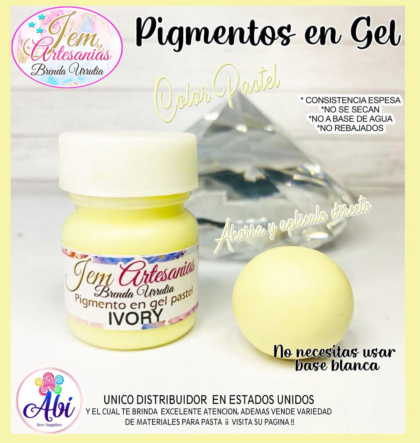 Pigmento en Gel color Ivory Pastel BU