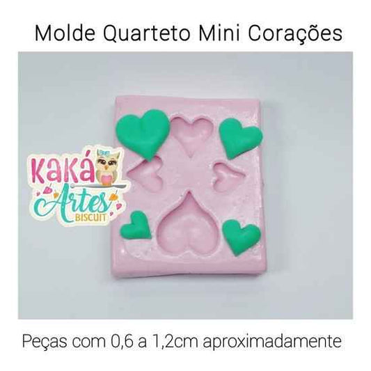 Molde de Silicon Quarteto Mini Corações da Kaká
