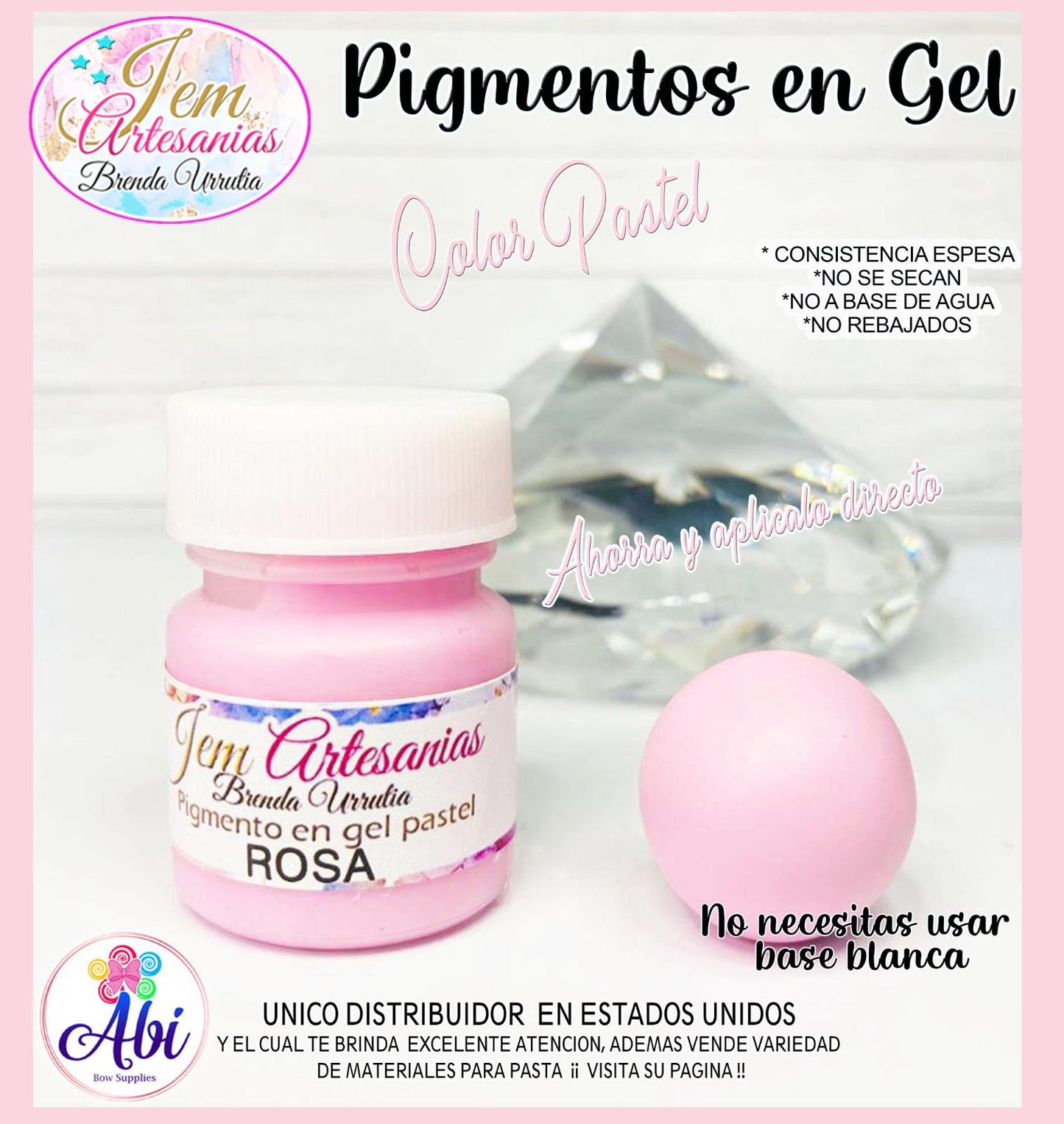 Pigmento en Gel color Rosa Pastel BU